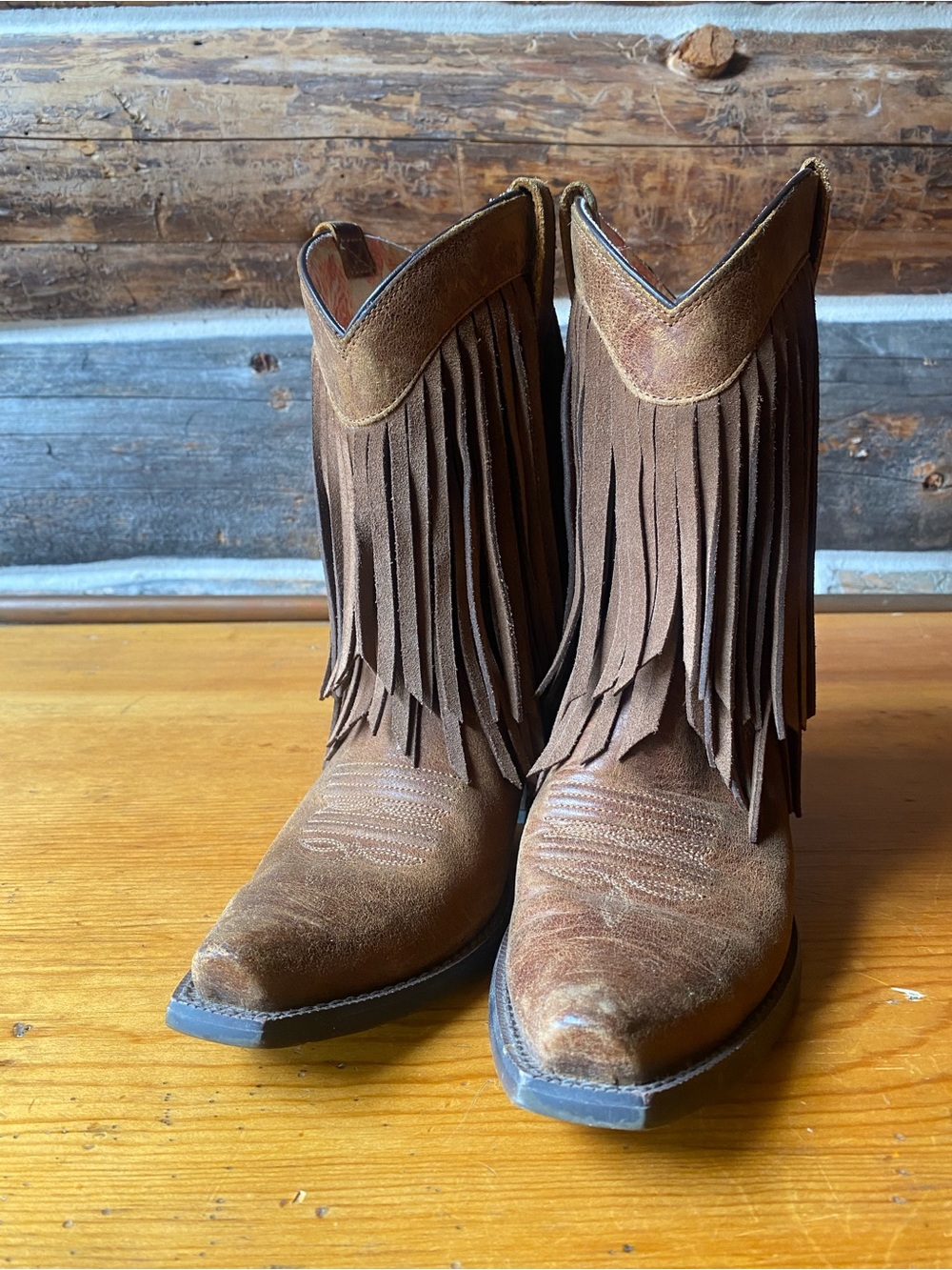 Brown Leather Fringe Ariat Western Boots